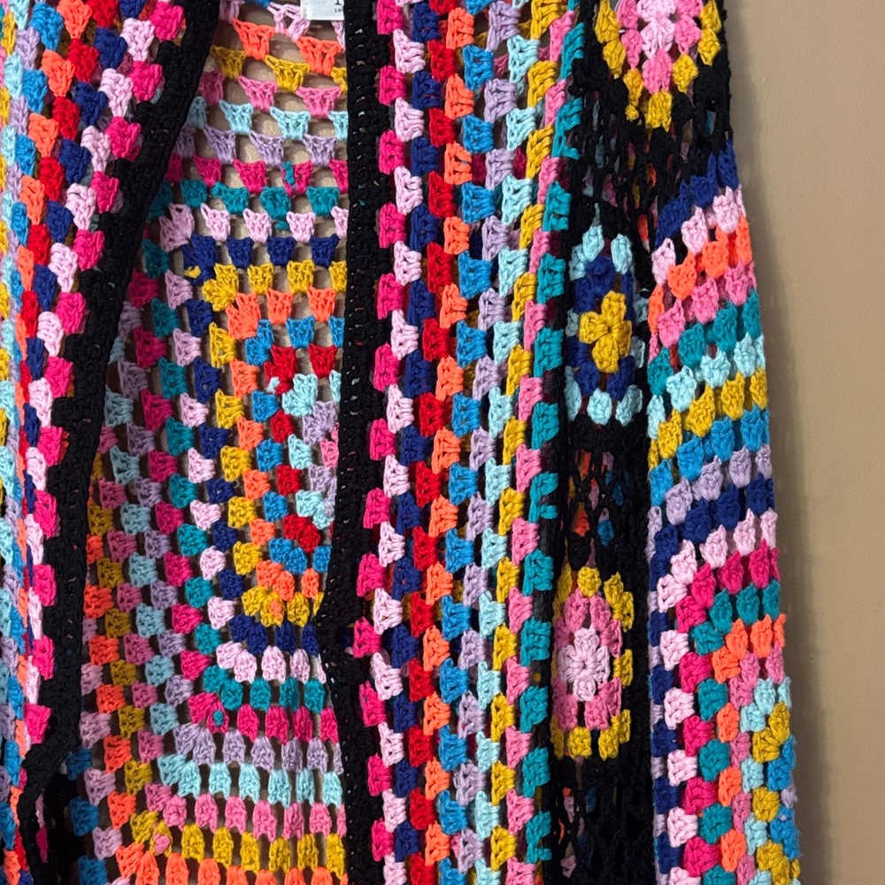 Colorful Crochet Open-Front Cardigan - Picture 4 of 9